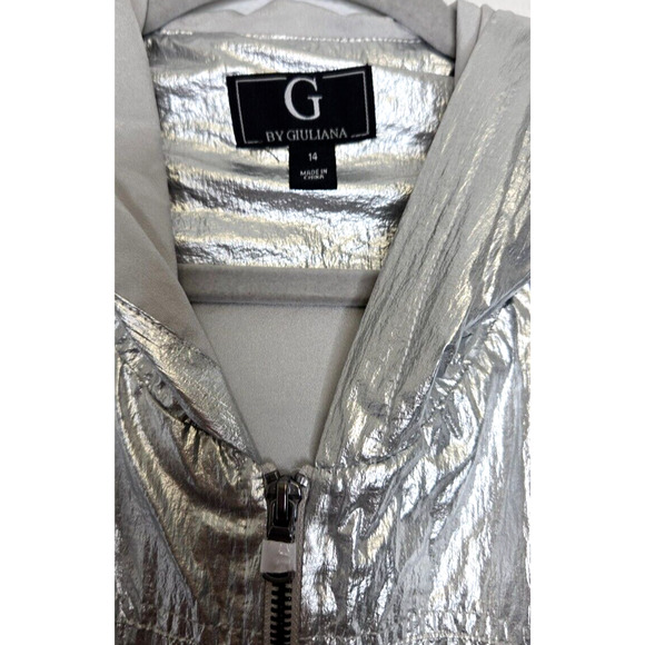 Metallic Bomber Jacket 14 Silver Hoodie Chromecore Rave Festival Futuristic Y2K - Picture 4 of 8